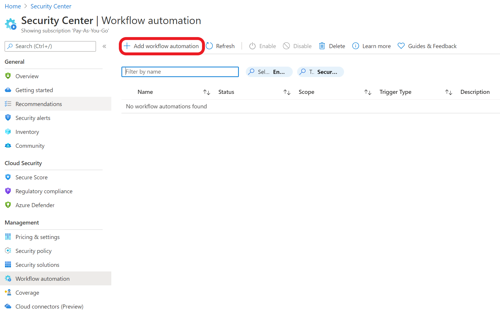 Workflow Automation Page